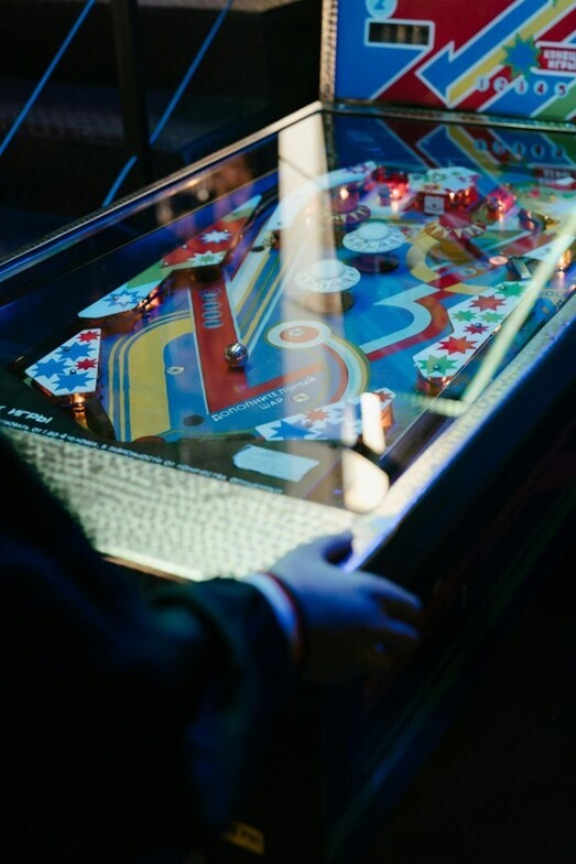 A pinball machine in an arcade 